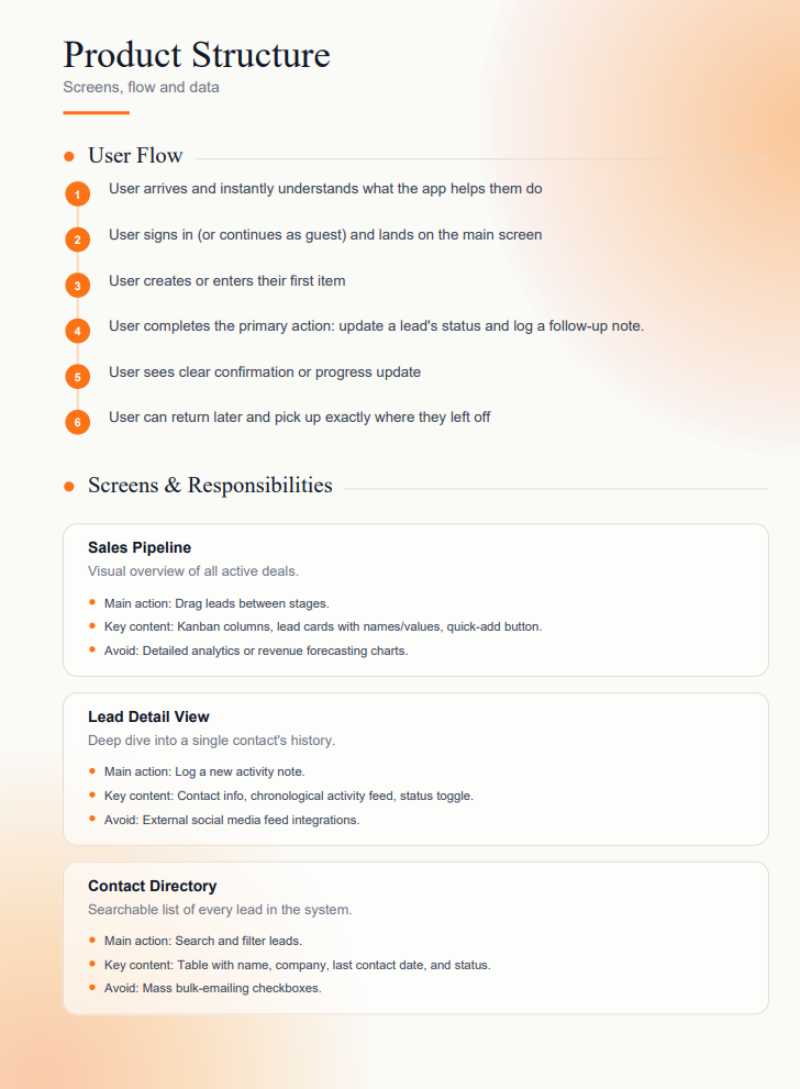 MVP Pilot brief — Product Structure